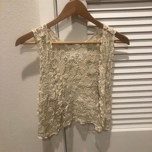 Beige pull over crochet vest